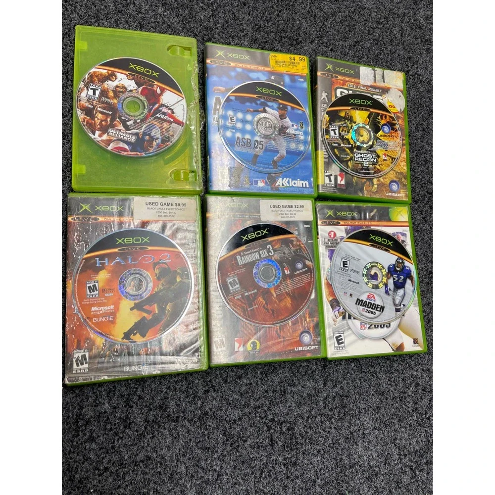 Original Xbox Game Lot Halo 2 Marvel Ultimate Alliance Rainbow Six 3 Madden 05
